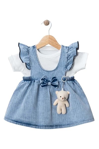 Babexi Teddy Bear Denim Dress Blue