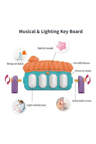 rexa 2-in-1 Baby Kick & Play Piano Gym Mat with Toy Rack – 29.5 x 23.6 x 17.7 inches