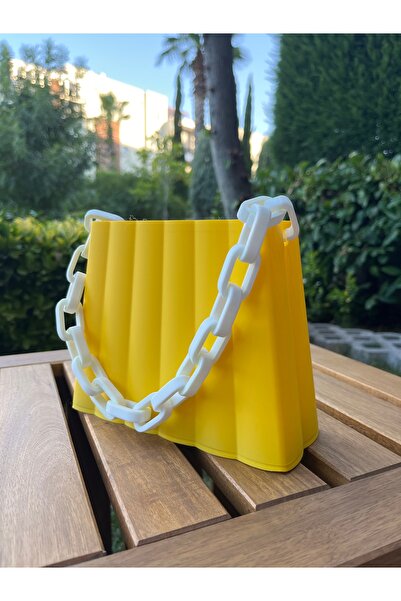 ModelAtölye 3D 3D Baskılı Zincir Askılı Sarı Mini Çanta – Şekilli Tasarım El ...