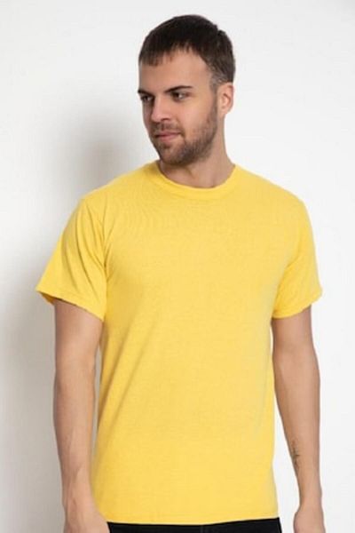 pamuklu Men's T-Shirt, Simple Design, Yellow