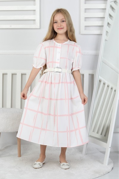 esmagül kids ESMAGÜL GRLS ÇOCUK JESİKA KUMAŞTAN( U) YAKA YAZLIK ÇOCUK ELBİSESİ