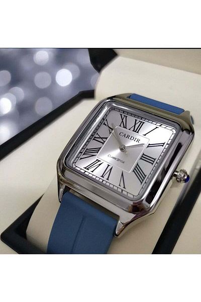 CARDIR Modern Cartier Watch with Rubber Strap and Transparent Dial