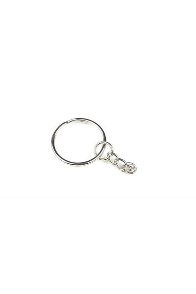 BLA BLA FOAM Set 100 buc inele breloc cu lant, argintiu, 2.5cm