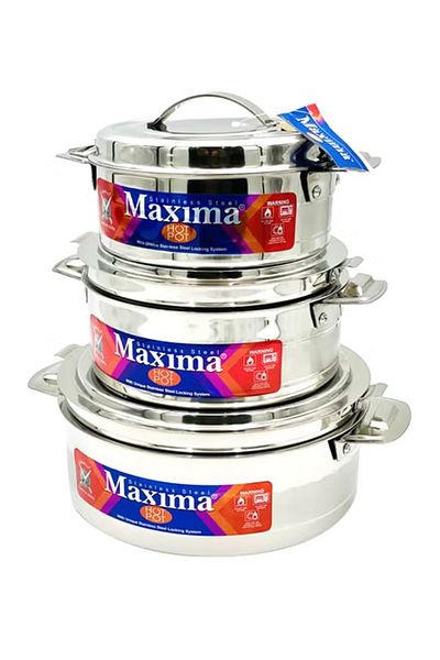 rexa 3-Piece Crystal Hot Pot Food Saver Set Silver 3-Piece
