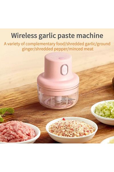 divendi-ro Mini electric food chopper, 45W, 250 ml, with USB charging, pink