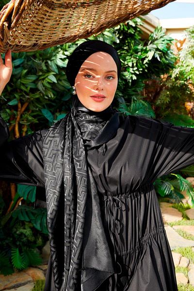 Levidor Μαύρος λαβύρινθος μοτίβο Deluxe Devore Shawl