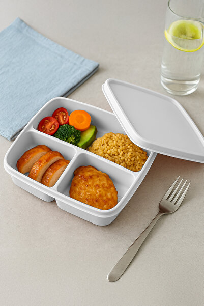 Vienev Set of 3 Compartmented Square Storage Container Gray