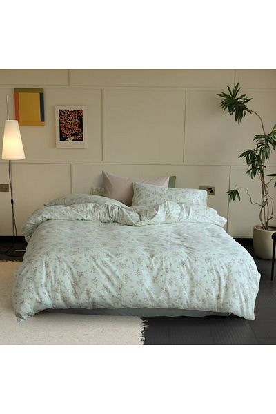Pucioasa 100% cotton bed linen with elastic, mint green