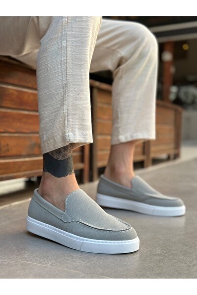 EBRUS TREND Et0241 Laceless High Sole Gray Suede Men's Shoes