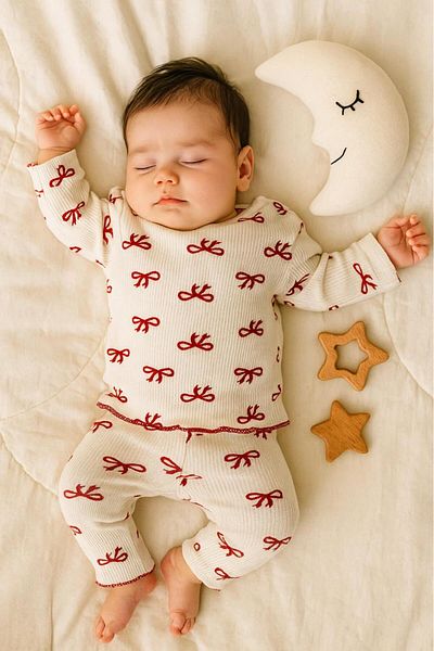 Necix's Baby Girl Bowknot 2-Piece Set - Long Sleeve Top and Leggings Bottom