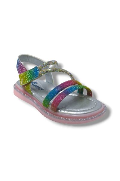 Cakgo Arzen Bebe 231-25 Ανατομικά Ασημένια Πέτρινα Σανδάλια Velcro για κορίτσ...