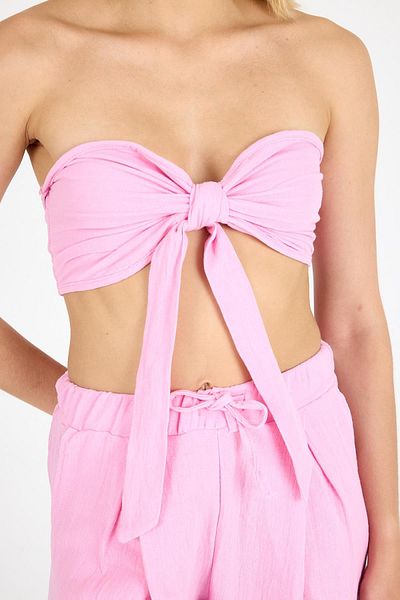Polo State Women's Pink Linen Summer Double Suit – Bustier & Trousers