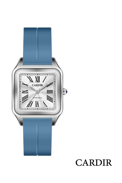 CARDIR Modern Cartier Watch with Rubber Strap and Transparent Dial