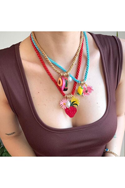 Alice İsstanbul 3lü Renkli Halat Charm Kolye