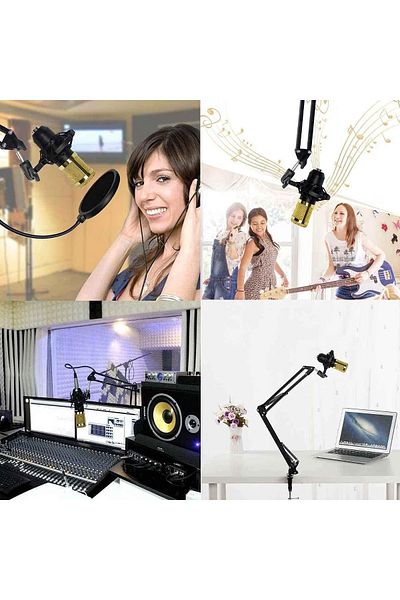 divendi-ro Professional set with Audio Mixer and Microphone MIC8, for podcast, recording, live, black-golden
