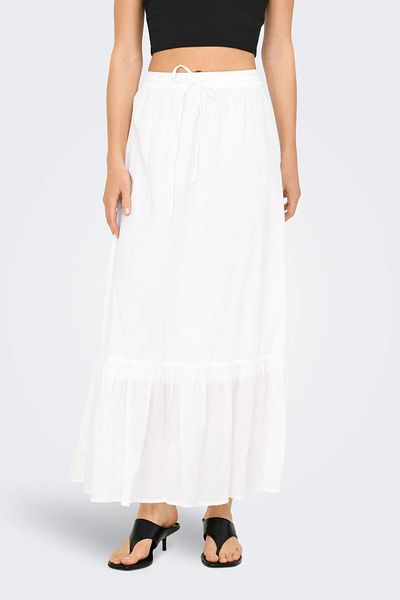 ONLY Women's Onlmiley 100% Cotton Maxi Skirt with Elastic Waist and Laces 15350029 Ecru