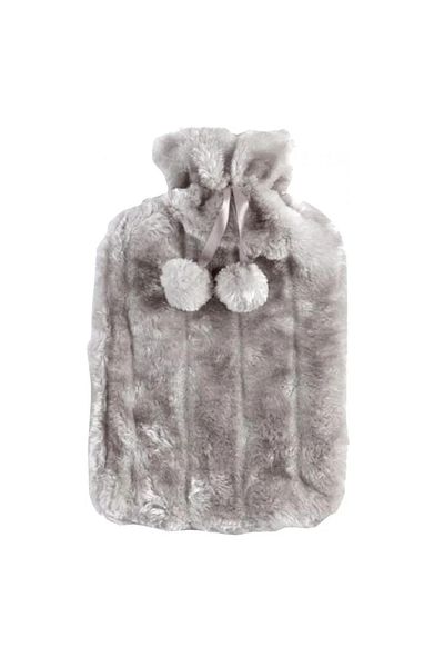 Bavooty 2L hot water bottle cover, fur, grey, 30 x 20 cm