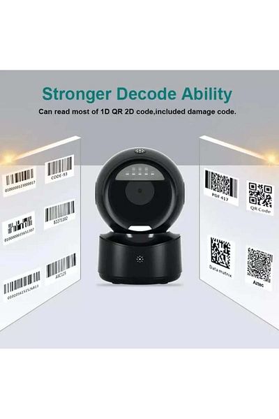 divendi-ro 1D, 2D and QR barcode scanner with automatic intelligent scanning sensor, black