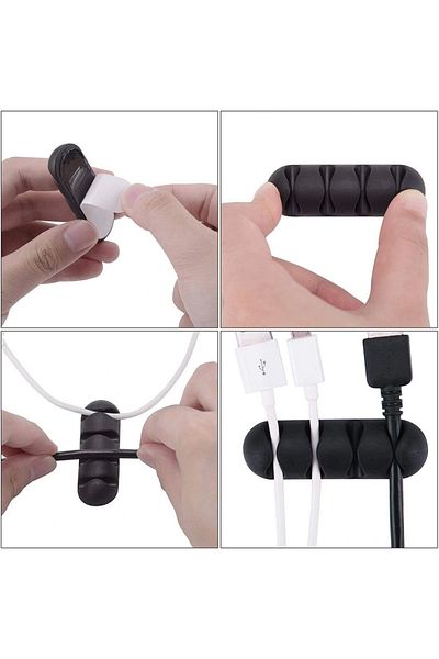 Beruflic Multi-Purpose Cable Holder Acrylic Strong Adhesive Organizer Organizer 16 Piece Set Easy to Use