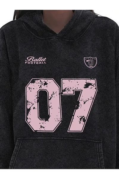 Touz Moda Πλυμένο 07 Μπαλέτο Ποδοσφαιρικό Φούτερ με κουκούλα