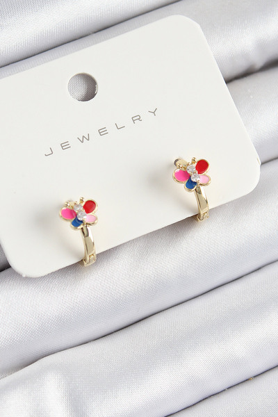 Marsilyan أقراط أطفال من النحاس والزركون على شكل فراشة باللون الذهبي