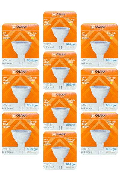 Osaka (10 Adet) 5W (40W) Sarı Işık (3000K) G4 Duylu (İğne Bacak) Led Çanak Ampul