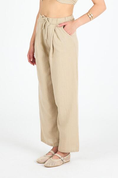 Polo State Women's Beige Linen Summer Double Suit – Bustier & Trousers