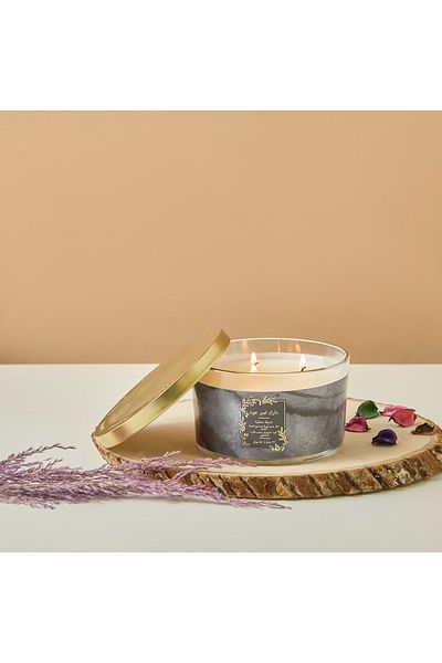 LPDP Scent.d Dark Amber Oud Scented 3-Wick Jar Candle - 450 gms