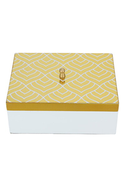 Alsaif Gallery Wooden Box Alsaif Gallery, 20×15×8.6 cm - White Gold