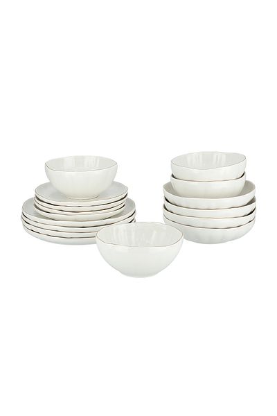 LA MESA White/gold porcelain 16pcs dinner set