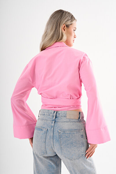 Cistern İstanbul Γυναικείο πουκάμισο με λεπτομέρεια με ροζ ζώνη