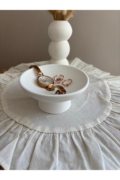 FLAME CANDLE HANDMADE CANDLES Decorative Footed Jewelry Plate, Bowl, Hand Made (1 Piece)