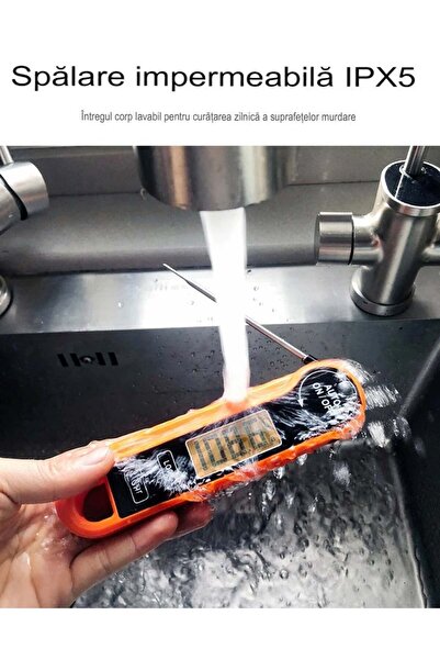 divendi-ro Digital food thermometer with instant reading, measures -50°C to +300°C, orange