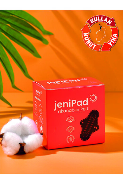 JeniPad Pamuk Yıkanabilir Sızdırmaz Kadın Pedi Gece 3 Adet