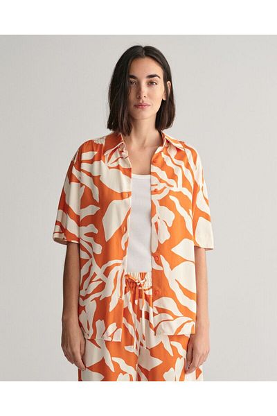 Gant Relaxed Fit Palm Print Short Sleeve Shirt