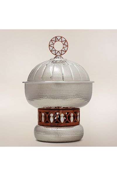 LA MESA Metal Food Server Nickel Plated 29*29*39Cm, Silver