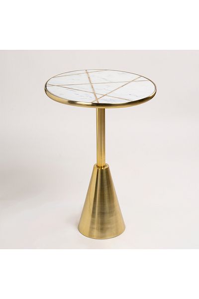 NİCE Side Table - Aluminum And Marble - Dia 39* Ht:55 Cm