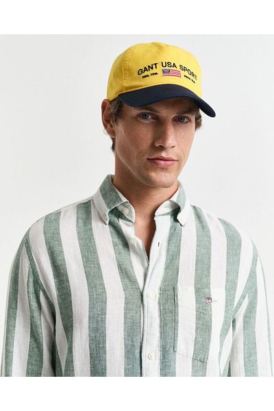 Gant Regular Fit Bold Striped Cotton Linen Shirt