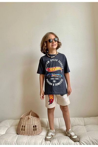 YİGİT BUTİK Yigit Boutique Car Printed Shorts Boys Suit