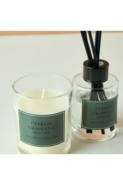 Lifestyle Cypress Grapevine Reed Diffuser and Candle Gift Set