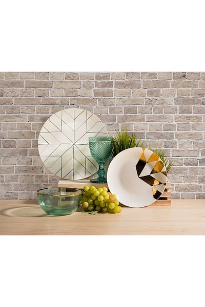 LA MESA green porcelain/glass 16 pc dinner