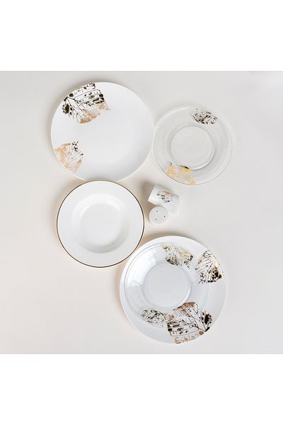 LA MESA white porcelain/glass 20 pc dinner set