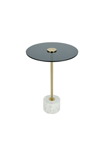 Generic Side Table Glass Top Marble Base - 40.65*40.65*59 cm