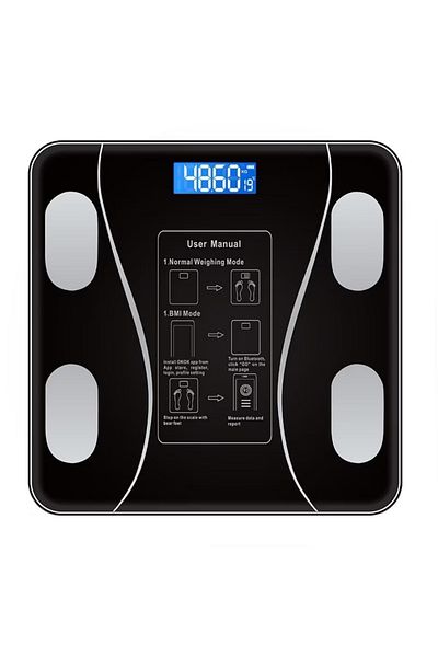 divendi-ro Smart Body Scale, with diagnostics and thermometer, USB, Bluetooth, Fitness App, LCD, black