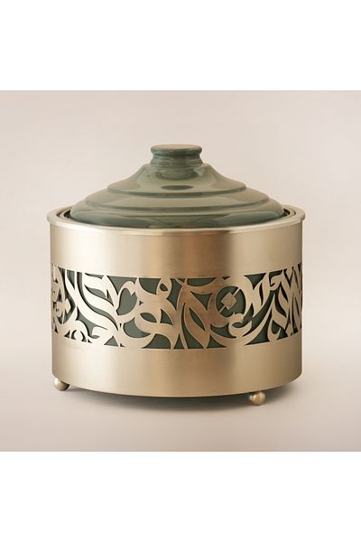 LA MESA Metal Food Server Nickel Plated 29*29*29Cm, Silver