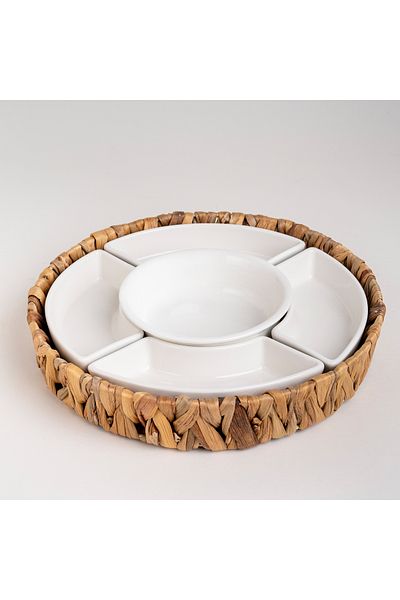 LA MESA 5 Pcs Section Tray With Sea Grass Basket