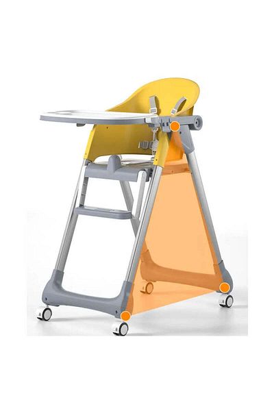 Little Mom Scaun de masa Little Mom 2in1 cu roti si cos pentru accesorii Yellow