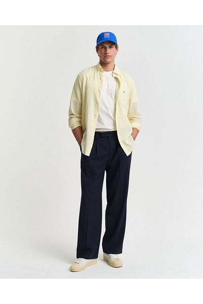 Gant Regular Fit Striped Cotton Linen Shirt