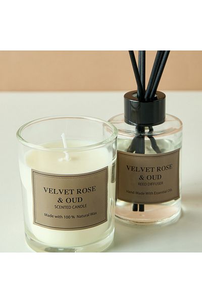 Lifestyle Velvet Rose and Oud Reed Diffuser and Candle Gift Set