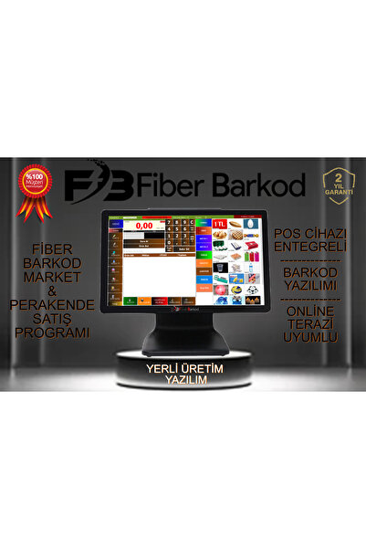FİBER BARKOD Fiber Barkod Yazılımı | Market & Perakende Satış Programı | Dokunmatik PC Uyumlu | Süresiz Lisans